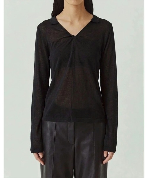kiehtova(キエトヴァ)の「【kiehtova】SHEER TWIST KNIT TOPS/シアーツイストニットトップス(Tシャツ/カットソー・レディース・ホワイト/ブラック/ライトブルー/ボルドー・FREE)」の1枚目の写真