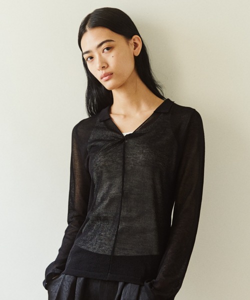 kiehtova(キエトヴァ)の「【kiehtova】SHEER TWIST KNIT TOPS/シアーツイストニットトップス(Tシャツ/カットソー・レディース・ホワイト/ブラック/ライトブルー/ボルドー・FREE)」の7枚目の写真