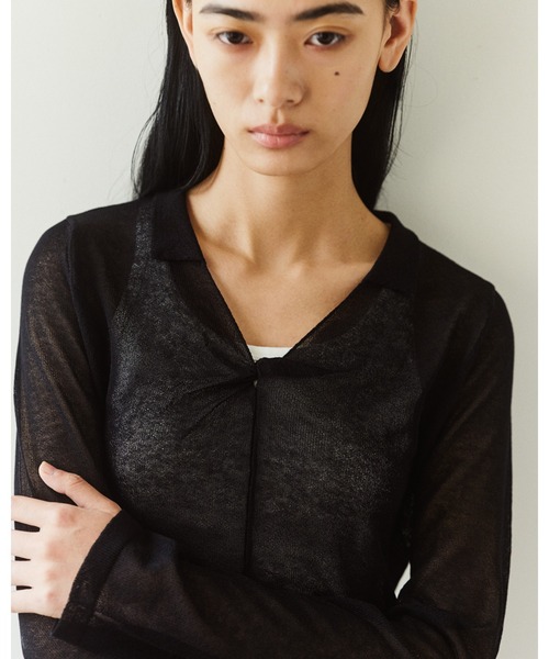 kiehtova(キエトヴァ)の「【kiehtova】SHEER TWIST KNIT TOPS/シアーツイストニットトップス(Tシャツ/カットソー・レディース・ホワイト/ブラック/ライトブルー/ボルドー・FREE)」の9枚目の写真