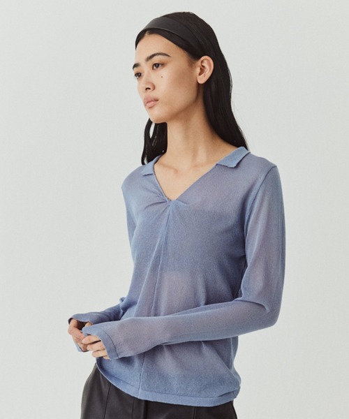 kiehtova(キエトヴァ)の「【kiehtova】SHEER TWIST KNIT TOPS/シアーツイストニットトップス(Tシャツ/カットソー・レディース・ホワイト/ブラック/ライトブルー/ボルドー・FREE)」の10枚目の写真