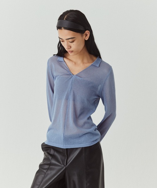 kiehtova(キエトヴァ)の「【kiehtova】SHEER TWIST KNIT TOPS/シアーツイストニットトップス(Tシャツ/カットソー・レディース・ホワイト/ブラック/ライトブルー/ボルドー・FREE)」の11枚目の写真