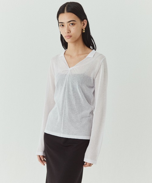 kiehtova(キエトヴァ)の「【kiehtova】SHEER TWIST KNIT TOPS/シアーツイストニットトップス(Tシャツ/カットソー・レディース・ホワイト/ブラック/ライトブルー/ボルドー・FREE)」の13枚目の写真