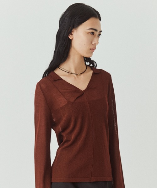 kiehtova(キエトヴァ)の「【kiehtova】SHEER TWIST KNIT TOPS/シアーツイストニットトップス(Tシャツ/カットソー・レディース・ホワイト/ブラック/ライトブルー/ボルドー・FREE)」の14枚目の写真