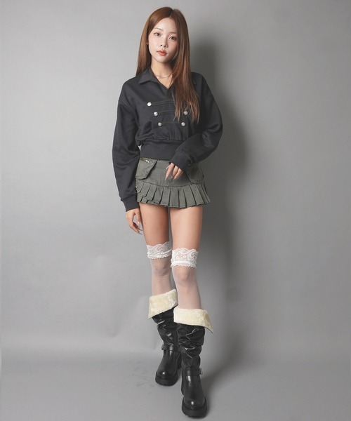 SPINNS(スピンズ)の「ショート丈スキッパ―スウェット/ナポレオンデザイン/ガールズストリート(スウェット・レディース・オートミール/ネイビー/チャコール・ONESIZE)」の8枚目の写真