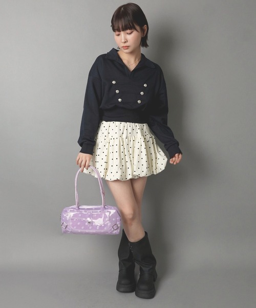 SPINNS(スピンズ)の「ショート丈スキッパ―スウェット/ナポレオンデザイン/ガールズストリート(スウェット・レディース・オートミール/ネイビー/チャコール・ONESIZE)」の12枚目の写真