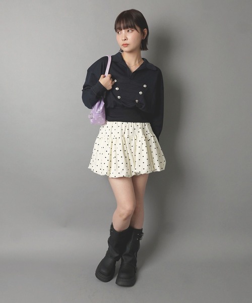 SPINNS(スピンズ)の「ショート丈スキッパ―スウェット/ナポレオンデザイン/ガールズストリート(スウェット・レディース・オートミール/ネイビー/チャコール・ONESIZE)」の13枚目の写真