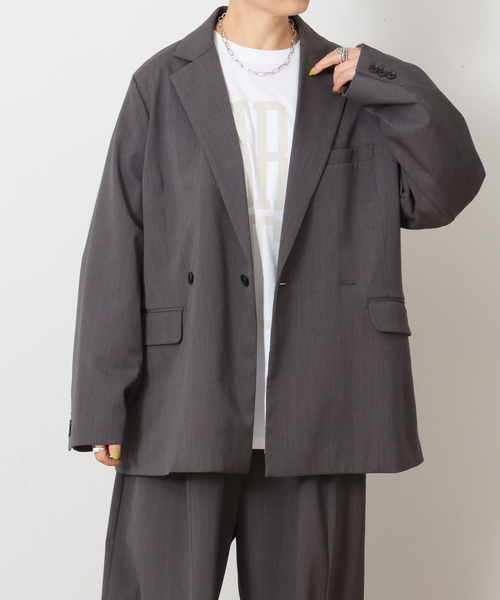 JOURNAL STANDARD LUXE(ジャーナルスタンダード ラックス)の「TWツイル ジャケット(テーラードジャケット・レディース・チャコールグレー/ブラック・FREE)」の2枚目の写真