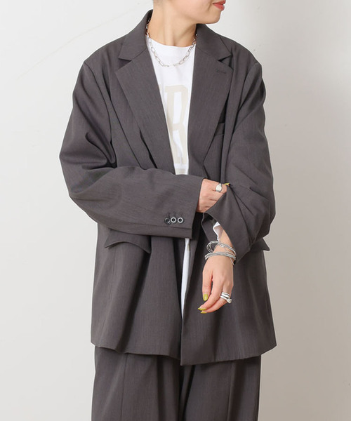 JOURNAL STANDARD LUXE(ジャーナルスタンダード ラックス)の「TWツイル ジャケット(テーラードジャケット・レディース・チャコールグレー/ブラック・FREE)」の10枚目の写真