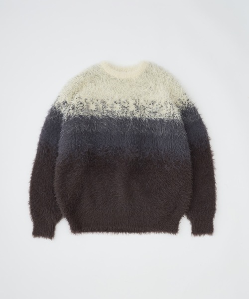 ADAM PATEK(アダムパテック)の「【ADAMPATECK/アダムパテック】rough gradientborder crewneck(ニット/セーター・メンズ・グレー/グリーン/イエロー・2/1)」の3枚目の写真