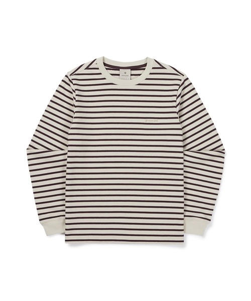 Snow Peak(スノーピーク)の「Snow Peak / WOMEN'S STRIPED L/S T-SHIRT ウィメンズ ボーダー長袖Tシャツ 海外限定(Tシャツ/カットソー・レディース・ライトブラウン/ワインレッド・L/M/S)」の8枚目の写真