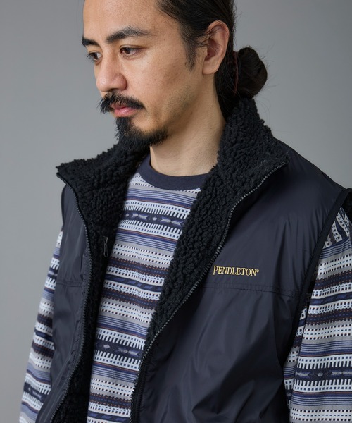 PENDLETON(ペンドルトン)の「PENDLETON/ペンドルトン ジャガードボアリバーシブルベスト(ベスト・メンズ・ベージュ/ネイビー/ブラック・SMALL/LARGE/MEDIUM)」の5枚目の写真