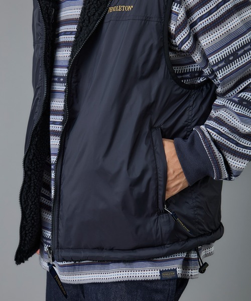 PENDLETON(ペンドルトン)の「PENDLETON/ペンドルトン ジャガードボアリバーシブルベスト(ベスト・メンズ・ベージュ/ネイビー/ブラック・SMALL/LARGE/MEDIUM)」の6枚目の写真