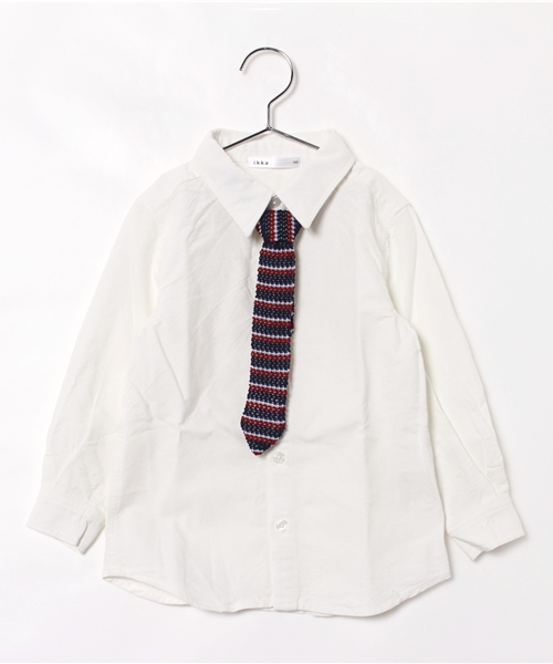 ikka（イッカ）の「ボーダータイツキシャツ（シャツ/ブラウス・キッズ・マジェンタ/オフホワイト・130cm/140cm/100cm/150cm/110cm/120cm）」の9枚目の写真