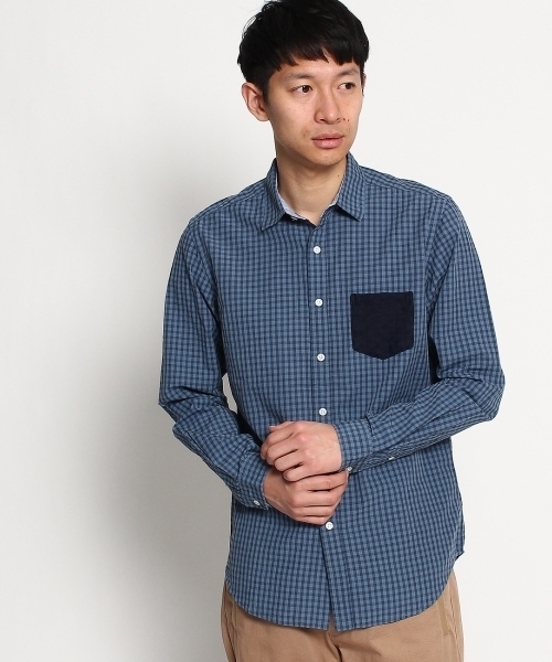 THE SHOP TK （ザ ショップ ティーケー ）の「ギンガムチェックカジュアルシャツ（シャツ/ブラウス・メンズ・ホワイト/ブルー・03/04/02）」の6枚目の写真