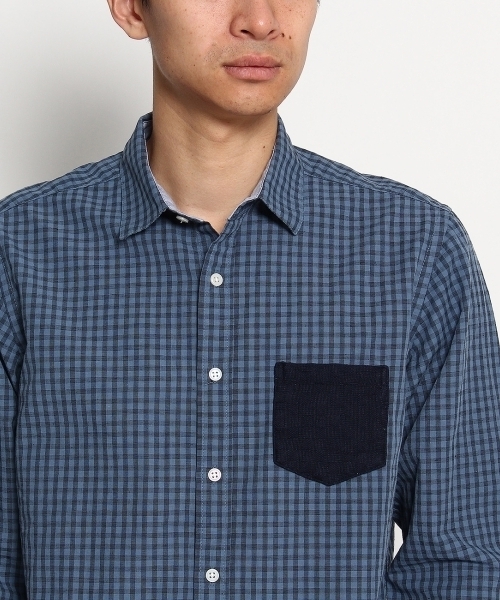 THE SHOP TK （ザ ショップ ティーケー ）の「ギンガムチェックカジュアルシャツ（シャツ/ブラウス・メンズ・ホワイト/ブルー・03/04/02）」の3枚目の写真