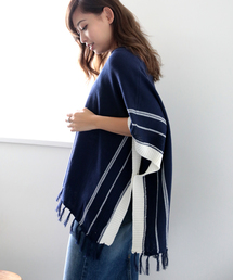 Denime | コットン ２ウェイ ポンチョ(カーディガン/ボレロ)