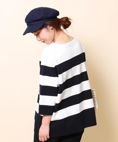 coen（コーエン）の「ミラノリブワイドボーダープルオーバーニット（ニット/セーター・レディース・ベージュ/ネイビー・FREE）」の2枚目の写真