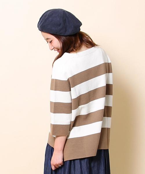coen（コーエン）の「ミラノリブワイドボーダープルオーバーニット（ニット/セーター・レディース・ベージュ/ネイビー・FREE）」の4枚目の写真