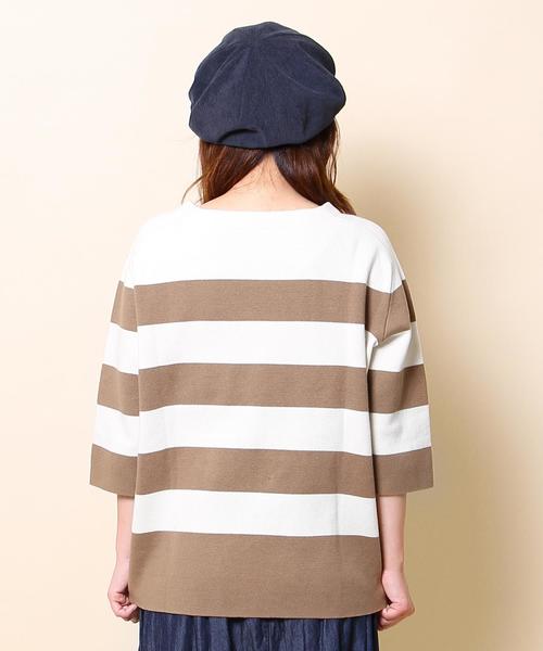 coen（コーエン）の「ミラノリブワイドボーダープルオーバーニット（ニット/セーター・レディース・ベージュ/ネイビー・FREE）」の5枚目の写真