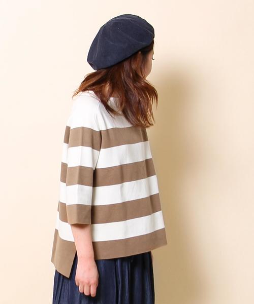 coen（コーエン）の「ミラノリブワイドボーダープルオーバーニット（ニット/セーター・レディース・ベージュ/ネイビー・FREE）」の6枚目の写真