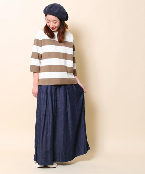 coen（コーエン）の「ミラノリブワイドボーダープルオーバーニット（ニット/セーター・レディース・ベージュ/ネイビー・FREE）」の13枚目の写真