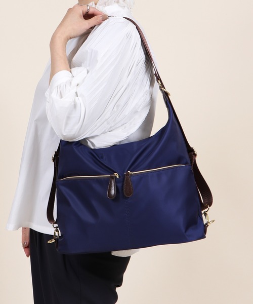 BASE(ベース)の「2WAY 超軽量 ナイロン ポケット付き トート&ショルダー リュックバッグ(バックパック/リュック・レディース・ブラック/カーキ/ベージュ/ネイビー/ピンク/ボルドー/ダークブルー/マスタード/グレー/ブラウン/ブラウン系その他/ピンク系その他/ダークブラウン/ピンク系その他2・FREE)」の8枚目の写真