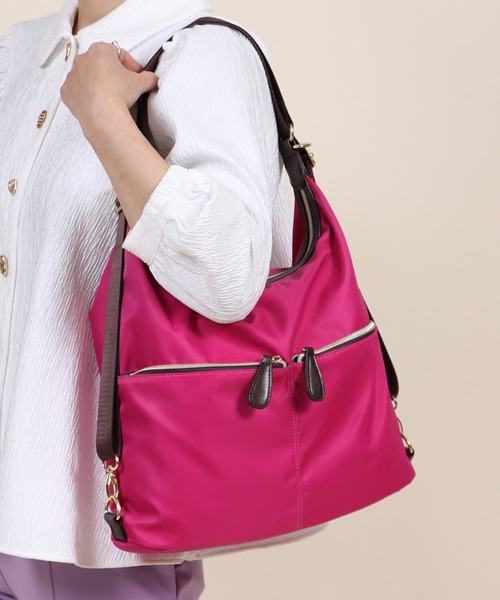 BASE(ベース)の「2WAY 超軽量 ナイロン ポケット付き トート&ショルダー リュックバッグ(バックパック/リュック・レディース・ブラック/カーキ/ベージュ/ネイビー/ピンク/ボルドー/ダークブルー/マスタード/グレー/ブラウン/ブラウン系その他/ピンク系その他/ダークブラウン/ピンク系その他2・FREE)」の12枚目の写真