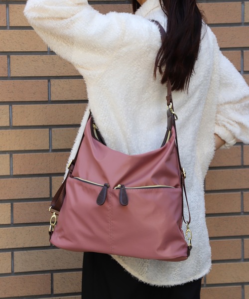 BASE(ベース)の「2WAY 超軽量 ナイロン ポケット付き トート&ショルダー リュックバッグ(バックパック/リュック・レディース・ブラック/カーキ/ベージュ/ネイビー/ピンク/ボルドー/ダークブルー/マスタード/グレー/ブラウン/ブラウン系その他/ピンク系その他/ダークブラウン/ピンク系その他2・FREE)」の13枚目の写真