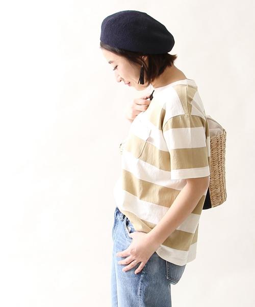 coen（コーエン）の「USAコットンワイドボーダーTシャツ（Tシャツ/カットソー・レディース・ネイビー/ベージュ・LARGE/MEDIUM）」の2枚目の写真