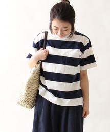 coen | USAコットンワイドボーダーTシャツ(Tシャツ/カットソー)