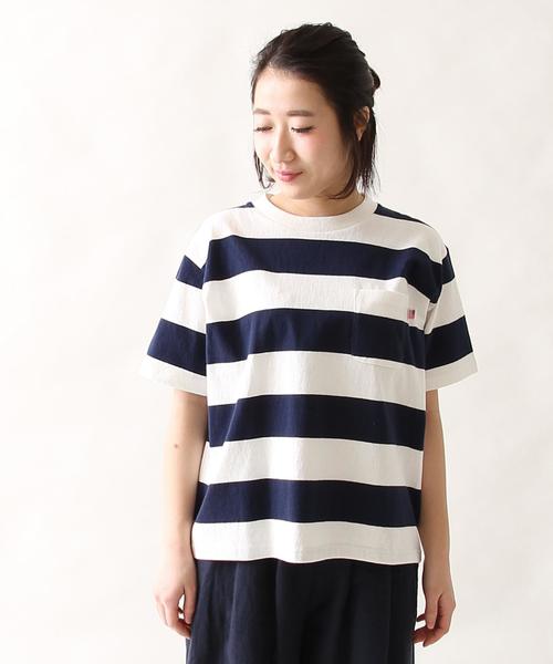 coen（コーエン）の「USAコットンワイドボーダーTシャツ（Tシャツ/カットソー・レディース・ネイビー/ベージュ・LARGE/MEDIUM）」の9枚目の写真