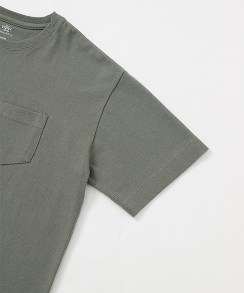 WORK NOT WORK URBAN RESEARCH（ワークノットワークアーバンリサーチ）の「WORK NOT WORK　ヘビーコットン刺繍ポケットTシャツ（Tシャツ/カットソー・メンズ・オフホワイト/カーキ/ネイビー・MEDIUM/SMALL/LARGE）」の19枚目の写真