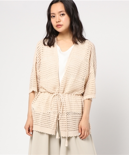 LBC（エルビーシー）の「透かし編みカーディガン           （カーディガン/ボレロ・レディース・ネイビー/ベージュ・MEDIUM/LARGE）」の2枚目の写真