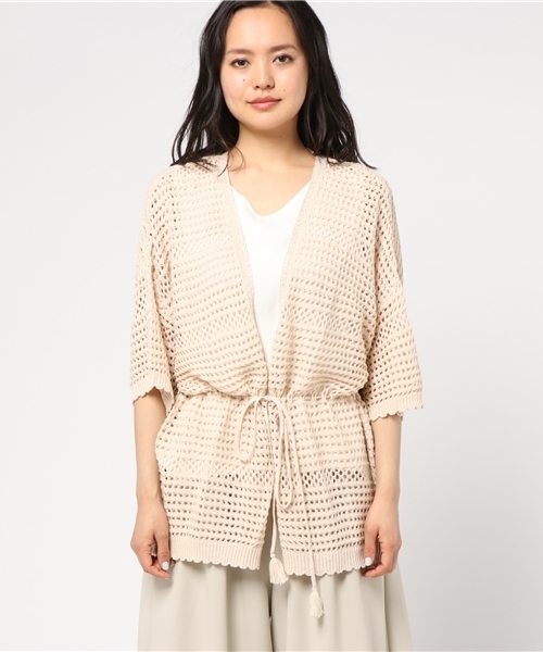 LBC（エルビーシー）の「透かし編みカーディガン           （カーディガン/ボレロ・レディース・ネイビー/ベージュ・MEDIUM/LARGE）」の3枚目の写真