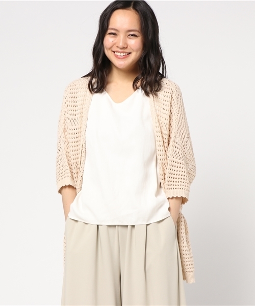 LBC（エルビーシー）の「透かし編みカーディガン           （カーディガン/ボレロ・レディース・ネイビー/ベージュ・MEDIUM/LARGE）」の6枚目の写真