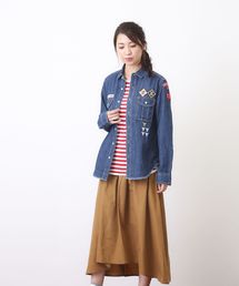 CUBE SUGAR | 5.5オンスデニム ワッペン付ミリタリーシャツ(シャツ/ブラウス)