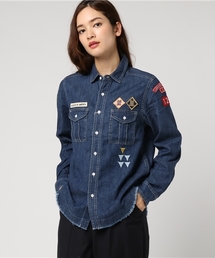 CUBE SUGAR | 5.5オンスデニム ワッペン付ミリタリーシャツ(シャツ/ブラウス)