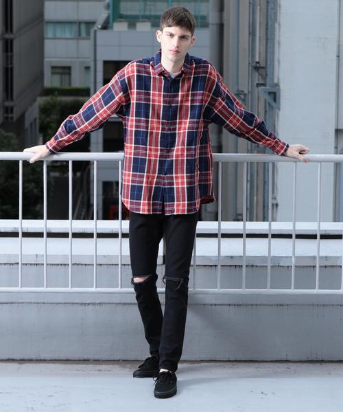 新品未使用　beauty &youth ブラウンチェック柄オーバーサイズシャツ 新品未使用 beauty &youth ブラウンチェック柄オーバーサイズシャツ