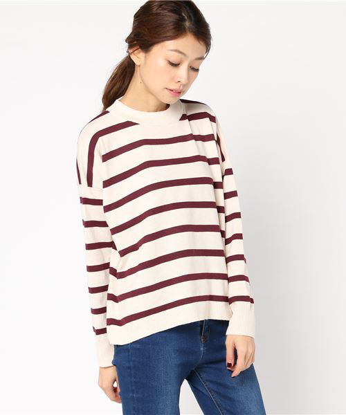 earth music&ecology(アースミュージックアンドエコロジー)の「ボーダードロップニットプルオーバー(ニット/セーター・レディース・ネイビー/アイボリー/ボルドー/杢グレー・FREE)」の11枚目の写真