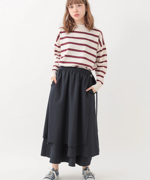 earth music&ecology(アースミュージックアンドエコロジー)の「ボーダードロップニットプルオーバー(ニット/セーター・レディース・ネイビー/アイボリー/ボルドー/杢グレー・FREE)」の12枚目の写真