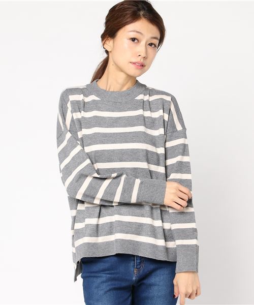 earth music&ecology(アースミュージックアンドエコロジー)の「ボーダードロップニットプルオーバー(ニット/セーター・レディース・ネイビー/アイボリー/ボルドー/杢グレー・FREE)」の3枚目の写真