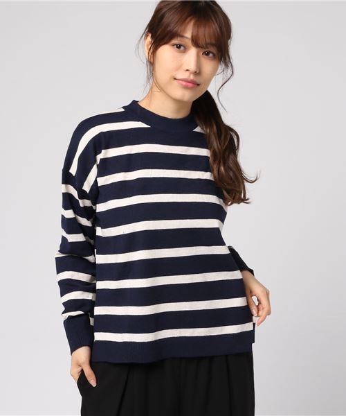 earth music&ecology(アースミュージックアンドエコロジー)の「ボーダードロップニットプルオーバー(ニット/セーター・レディース・ネイビー/アイボリー/ボルドー/杢グレー・FREE)」の4枚目の写真