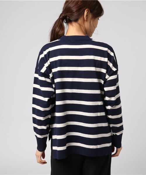 earth music&ecology(アースミュージックアンドエコロジー)の「ボーダードロップニットプルオーバー(ニット/セーター・レディース・ネイビー/アイボリー/ボルドー/杢グレー・FREE)」の9枚目の写真