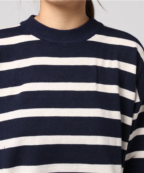 earth music&ecology(アースミュージックアンドエコロジー)の「ボーダードロップニットプルオーバー(ニット/セーター・レディース・ネイビー/アイボリー/ボルドー/杢グレー・FREE)」の7枚目の写真