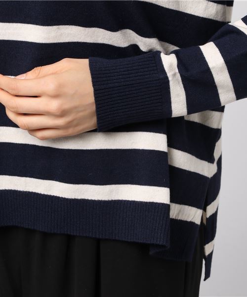 earth music&ecology(アースミュージックアンドエコロジー)の「ボーダードロップニットプルオーバー(ニット/セーター・レディース・ネイビー/アイボリー/ボルドー/杢グレー・FREE)」の6枚目の写真