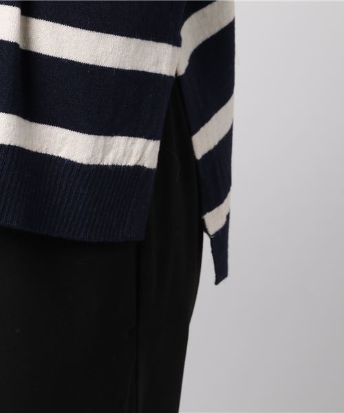 earth music&ecology(アースミュージックアンドエコロジー)の「ボーダードロップニットプルオーバー(ニット/セーター・レディース・ネイビー/アイボリー/ボルドー/杢グレー・FREE)」の5枚目の写真