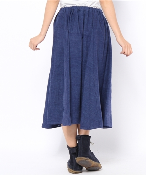 BEAMS BOY（ビームスボーイ）の「BEAMS BOY / リネン起毛サーキュラー（スカート・レディース・ベージュ/ブルー・ONE SIZE）」の6枚目の写真