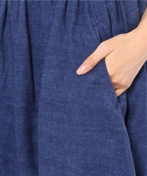 BEAMS BOY（ビームスボーイ）の「BEAMS BOY / リネン起毛サーキュラー（スカート・レディース・ベージュ/ブルー・ONE SIZE）」の8枚目の写真