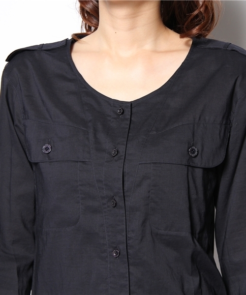 KariAng（カリアング）の「フラップＰＫノーカラーシャツ（シャツ/ブラウス・レディース・ホワイト/ベージュ/ネイビー・SMALL/MEDIUM）」の9枚目の写真