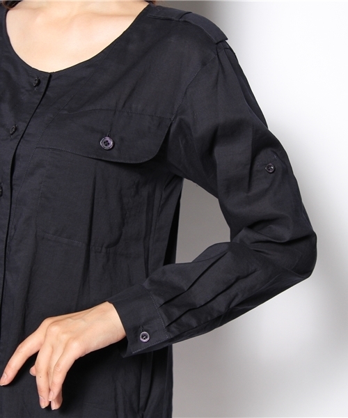 KariAng（カリアング）の「フラップＰＫノーカラーシャツ（シャツ/ブラウス・レディース・ホワイト/ベージュ/ネイビー・SMALL/MEDIUM）」の8枚目の写真